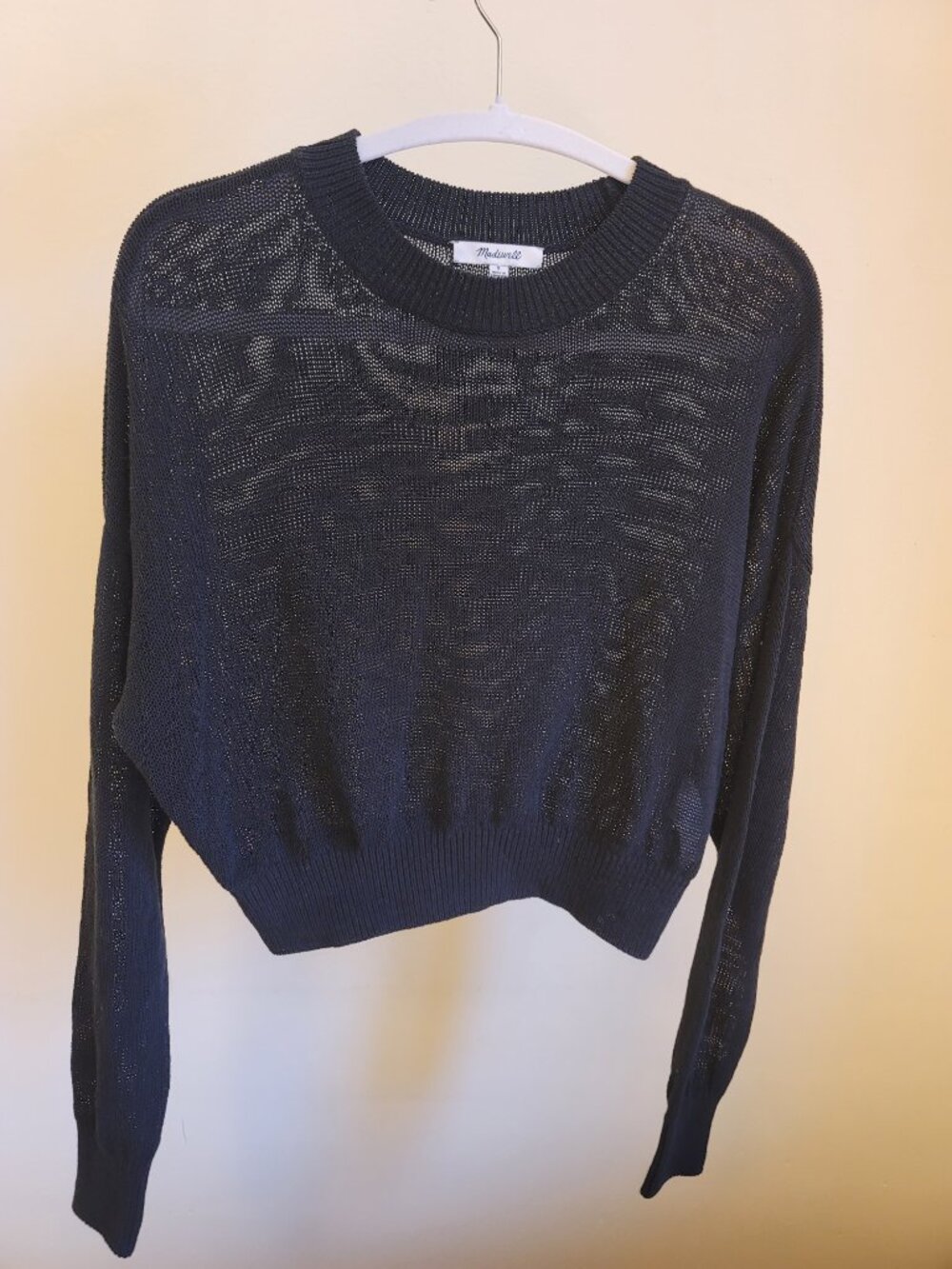 Madewell - See-Through Knit Cropped Sweater - Black - Small